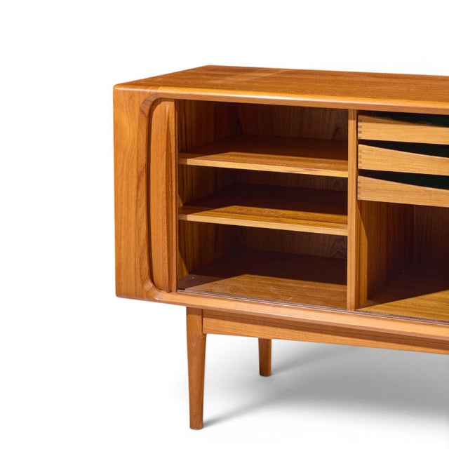 Bernhard Pedersen Mid Century Danish Teak Tambour Credenza and Hutch For Sale - Image 9 of 12