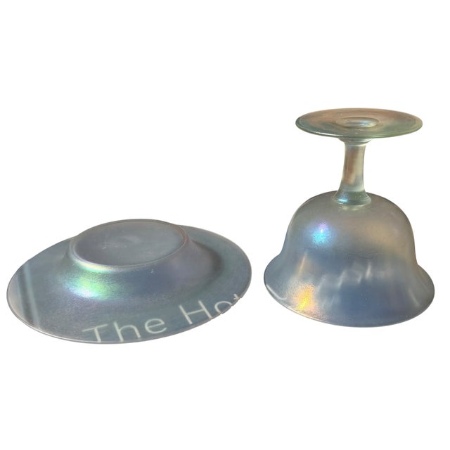 Carder Steuben Verre De Soi Iridescent Art Glass Footed Bowl & Underplate.