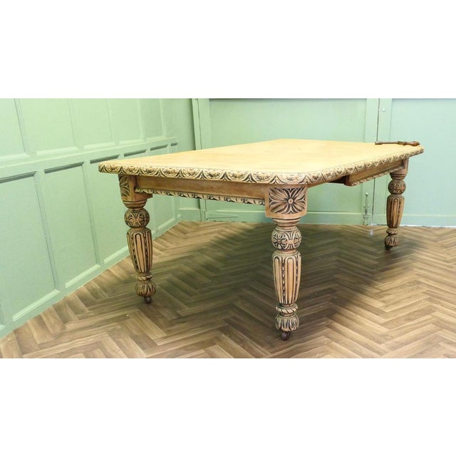 Wood Gothic Bleached Oak Extending Dining Table For Sale - Image 7 of 8
