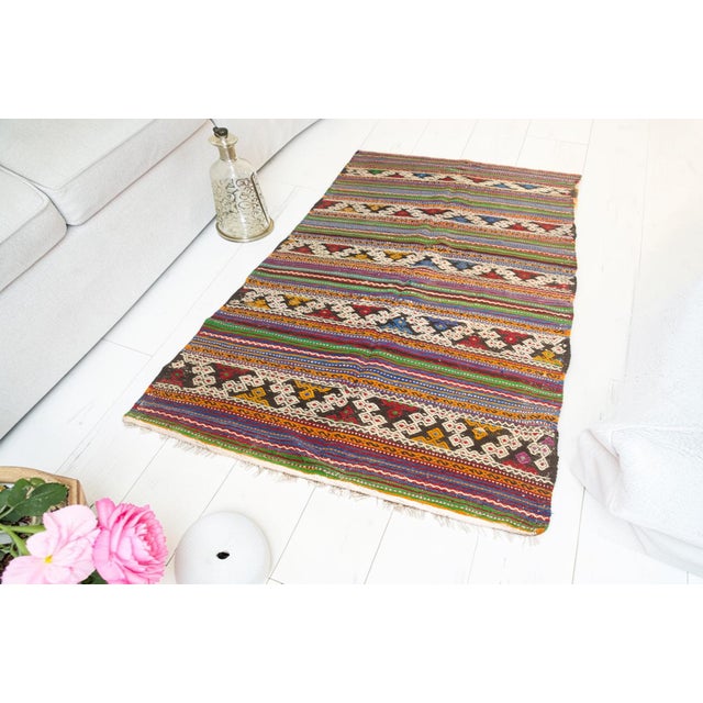 Textile One a Kind Vintage Anatolian Kilim Rug For Sale - Image 7 of 11