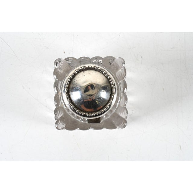 Art Nouveau Antique Simons Brothers Crystal and Sterling Silver Inkwel For Sale - Image 3 of 8