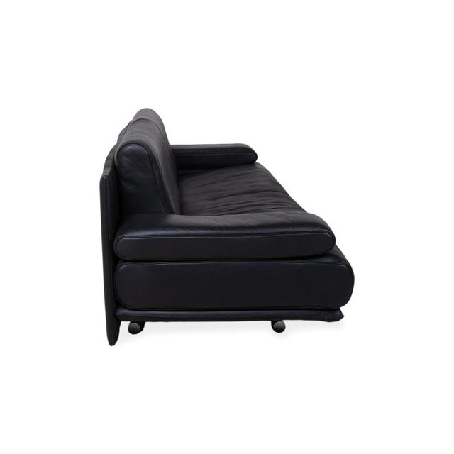 Rolf Benz 6500 Three-Seater Leather Sofa Black Couch Manual Function For Sale - Image 11 of 14