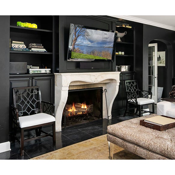 Elegant pair of gorgeous dark-brown lacquered armchairs from Baker Furniture’s coveted Stately Homes Collection in...