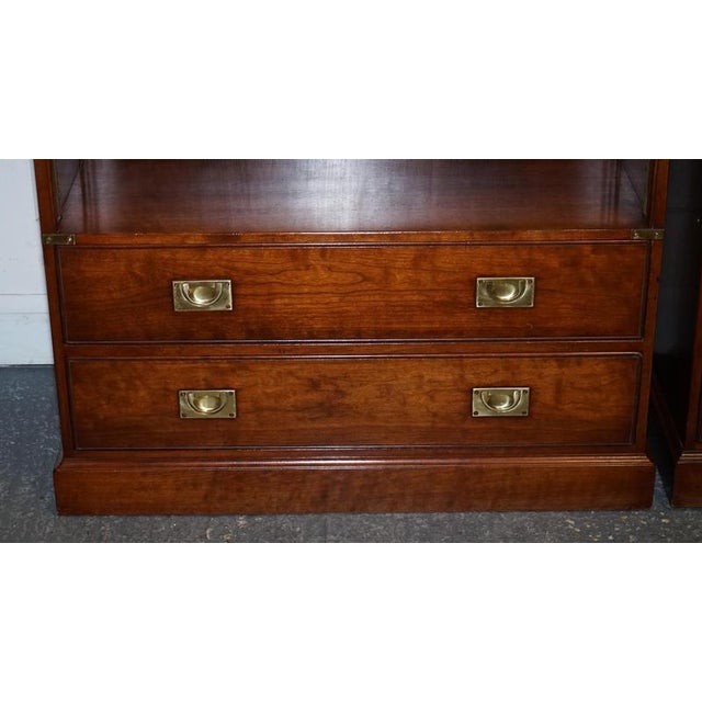 Military Campaign Open Bookcases from Kennedy, London, Set of 2 For Sale - Image 4 of 18