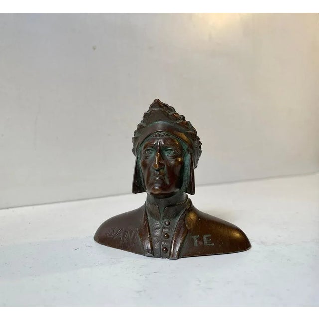 Small 19th Century Dante Alighieri Bronze Bust For Sale - Image 12 of 12