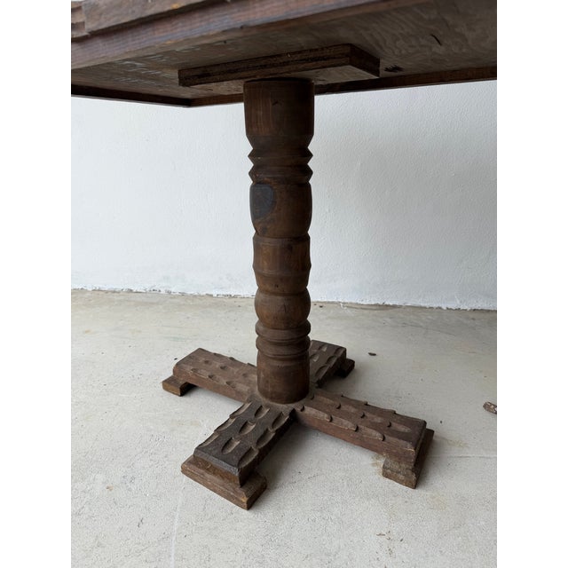 Wood Vintage Hand Carved Tramp Style Side Table For Sale - Image 7 of 10