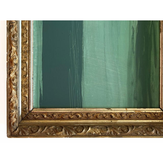 2020s “Cedar Pine" Green Abstract Art in Antique Frame, Transitional Living Room Art by JTS For Sale - Image 5 of 10