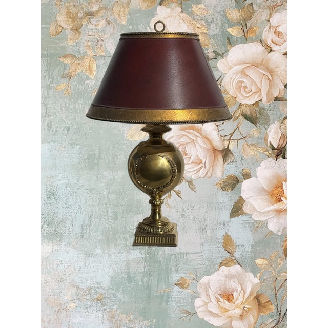 Mid 20th Century Large Gold Neoclassical Hollywood Regency Lamp With Custom Shade For Sale - Image 18 of 18