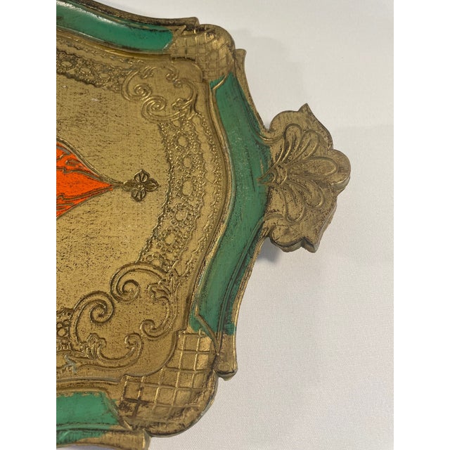 Rustic European Vintage Rectangular Decorative Florentine Tray, "Made in Italy" For Sale - Image 3 of 12
