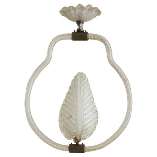 1940s Italian Murano Glass Leaf Basket Pendant Attributed to Barovier & Toso For Sale