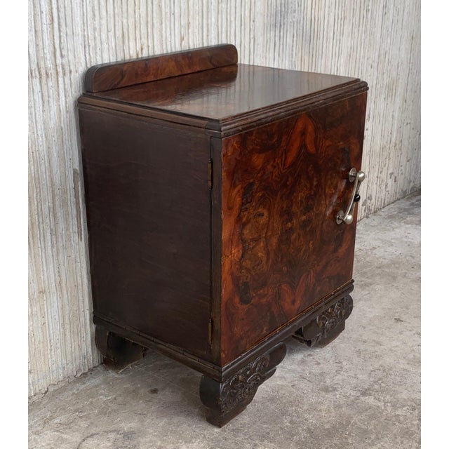 Early 20th Century Pair of Art Deco Side Cabinets or Nightstands with Carved Ebonized Base For Sale - Image 18 of 18