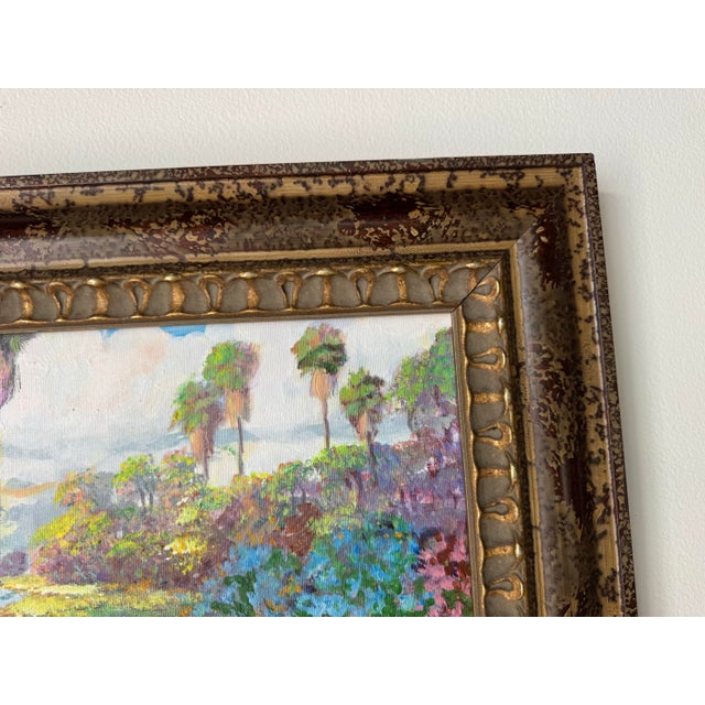 Vintage Tropical Florida Highwaymen–Style Oil on Canvas Painting With Egret, Framed For Sale - Image 11 of 12