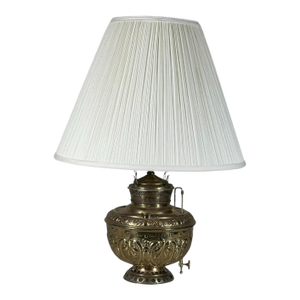 Antique Thomas B Adams and Sons Electrified Brass Oil Lamp