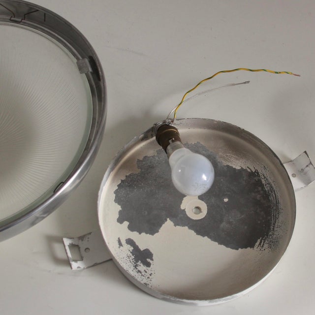 Silver Vintage Ceiling Lamp from Holophane, 1940s For Sale - Image 8 of 11