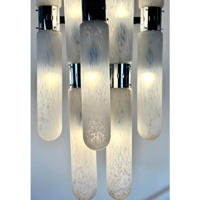 AVMazzega Italian Metal and Murano Glass Chandelier by Aldo Nason for Mazzega, 1970s For Sale - Image 4 of 16
