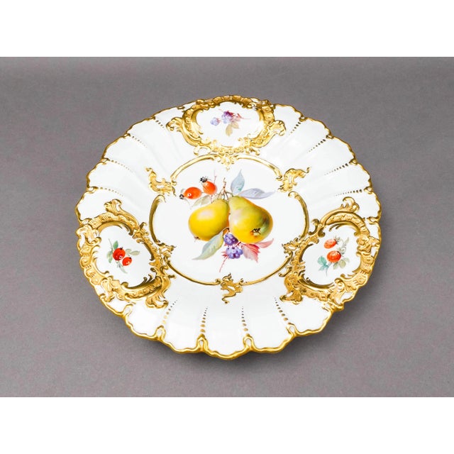 Mid-Century Modern Antique Meissen Gold Gild Fruit Porcelain Centerpiece Serving Bowl Cabinet Plate For Sale - Image 3 of 8