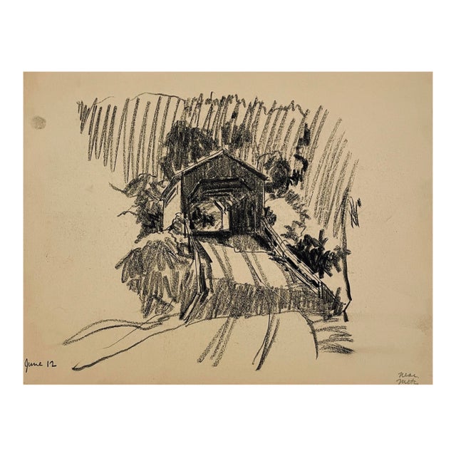 Norman Kent Mentz New York Covered Bridge Drawing For Sale