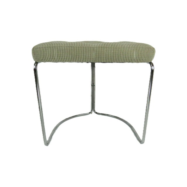 Contemporary Vintage Chrome and Corduroy Vanity Stool For Sale - Image 3 of 9