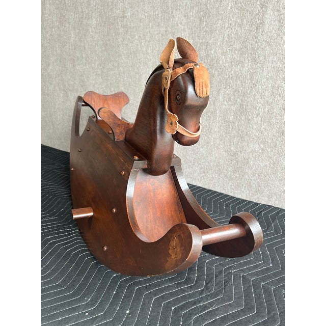 Late 20th Century Vintage Late 20th Century Handcrafted Solid Cherry Wood Child’s Rocking Horse For Sale - Image 5 of 12