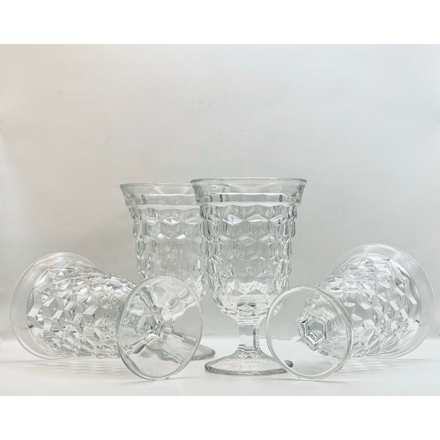 Mid-Century Modern Vintage “American” Pressed Glass Water Goblets-Set of Four For Sale - Image 3 of 9