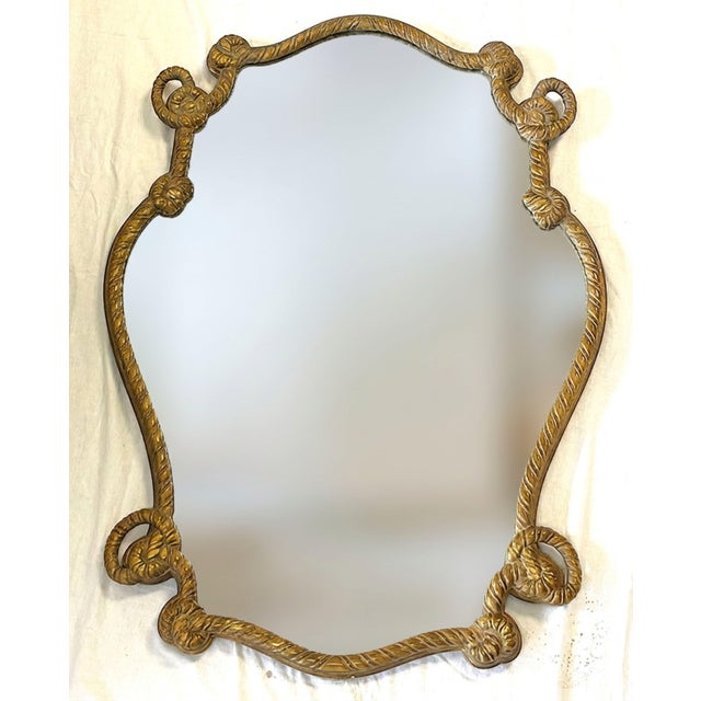 Late 20th Century Vintage Hollywood Regency Gold Rope Motif Wall Mirror For Sale - Image 5 of 15