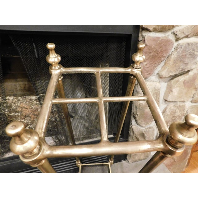 1900 - 1909 Antique Brass and Cast Iron Umbrella Stand For Sale - Image 5 of 11