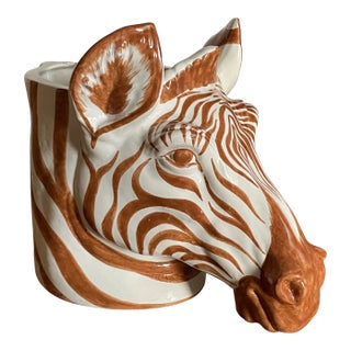 Vintage Italian Ceramic Zebra Planter For Sale