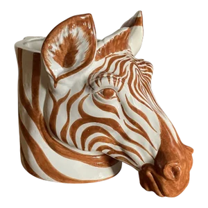 Vintage Italian Ceramic Zebra Planter