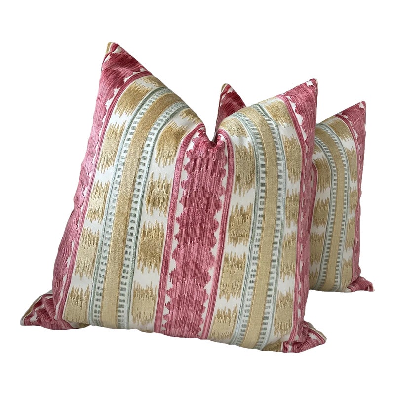 Bayeaux Velvet In Rose And Gold Pillows- A Pair