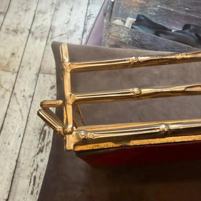 Wood 1970s Mid-Century Modern Bamboo Effect Brass and Lacquered Wood Italian Tray For Sale - Image 7 of 15