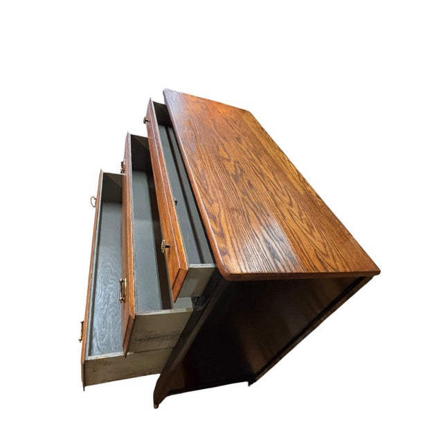 Vintage Black & Oak Carved Three-Drawer Chests For Sale In Greensboro - Image 6 of 7