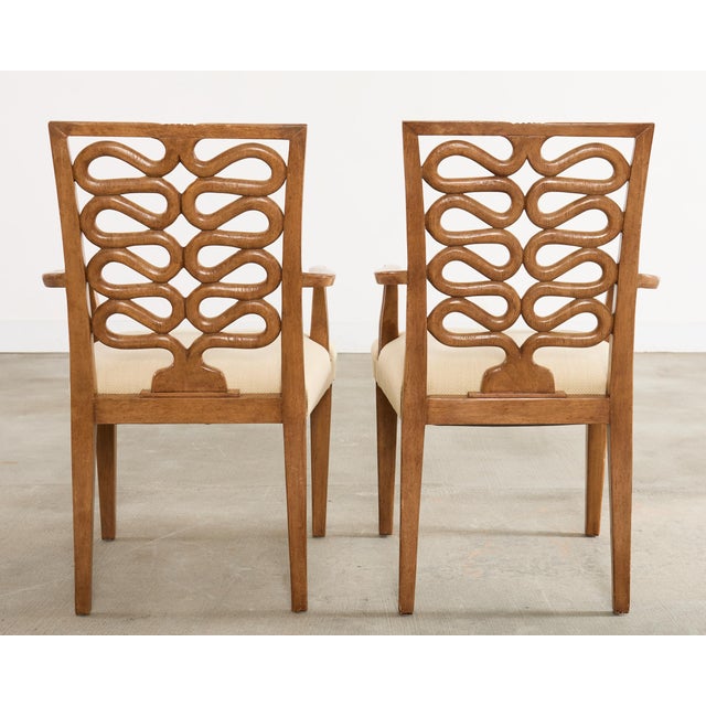Pair of Dessin Fournir Ribbon-Back Oak Dining Armchairs For Sale - Image 17 of 18
