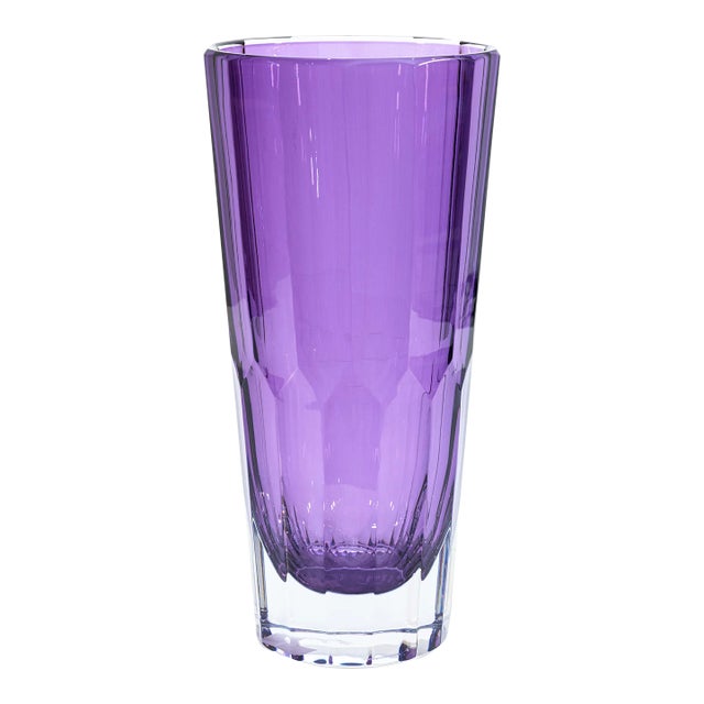 Jeff Leatham for Waterford Icon Purple Amethyst Lead Crystal Decorative 12" Vase For Sale