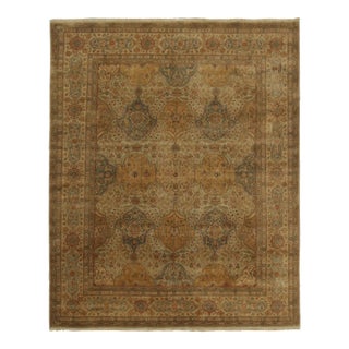 Rug & Kilim’s Classic Style Rug With Gold, Beige and Green Floral Patterns For Sale