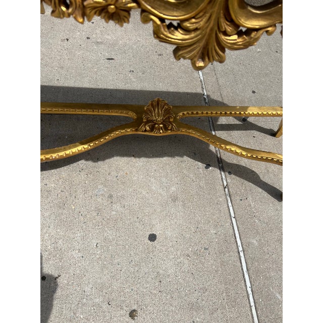 1960s 1960s Gold Leaf Console Table With Marble Top For Sale - Image 5 of 11