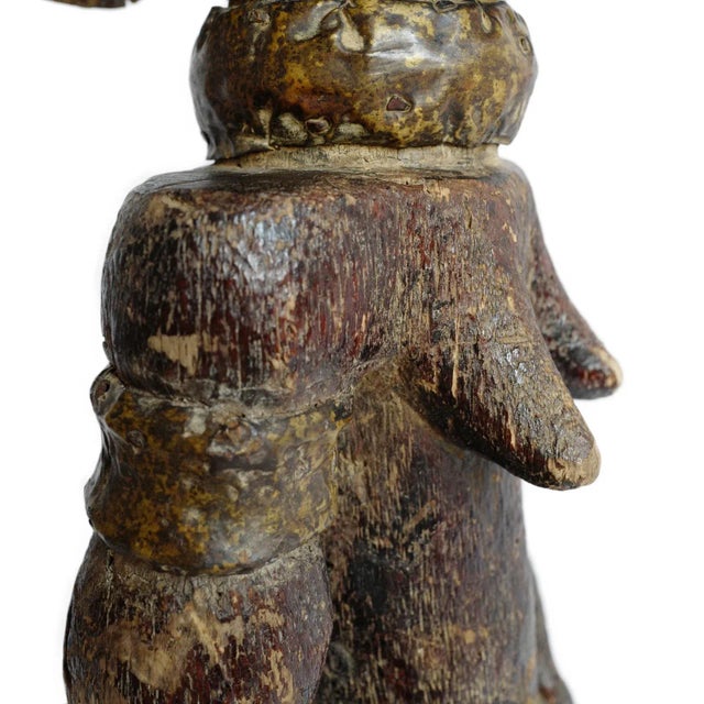 Brown Antique Old African Fang Female Figure on Post For Sale - Image 8 of 10