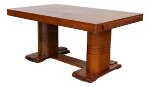 1940s French Carved Wood Dining Table Attributed to Charles Dudouyt