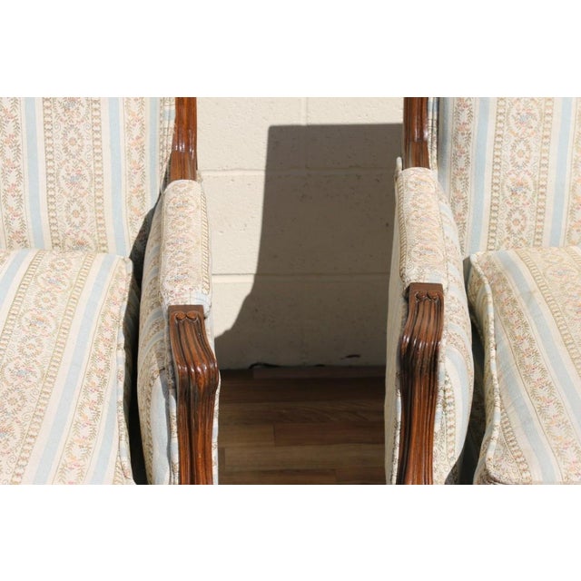Pair of Antique French Louis XVI Style Upholstered Loveseats, Circa 1950s For Sale - Image 4 of 18