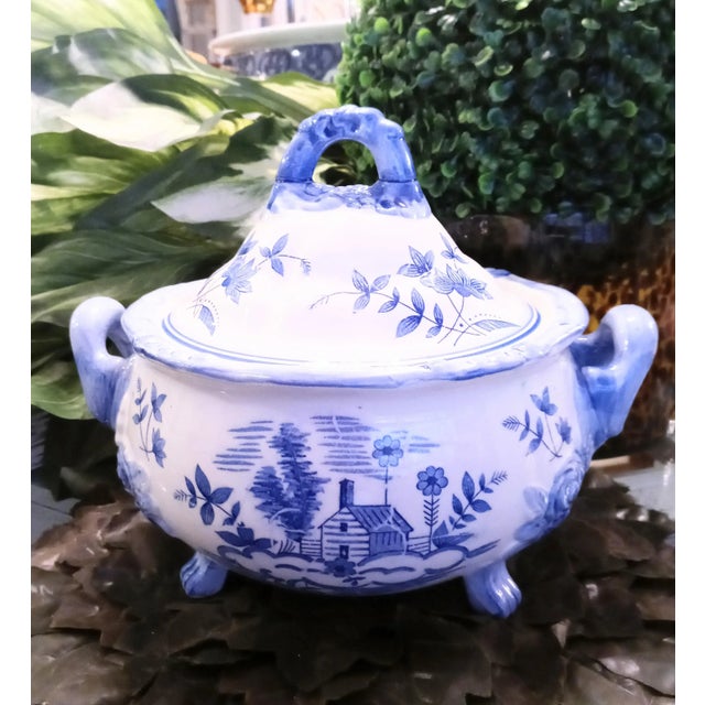 Blue Vintage Blue and White Vintage Chinoiserie Soup Tureen For Sale - Image 8 of 8
