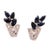 14 Karat White Gold Diamond and Sapphire Cluster Earrings 0.12 TDW, A Pair For Sale - Image 9 of 9