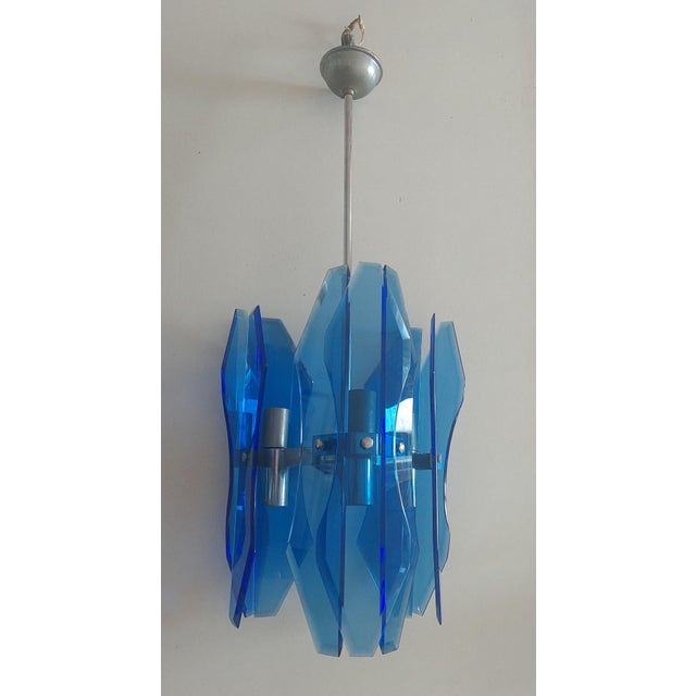 Mid-Century Modern Blue Murano Glass Pendant Lamp from Veca, 1970s For Sale - Image 3 of 10