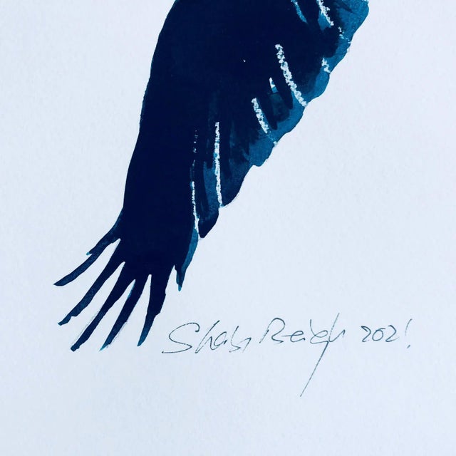 "Flight 12" Contemporary Minimalist Bird Ink Drawing For Sale - Image 4 of 7