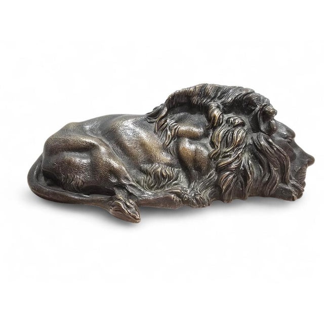 Reclining Bronze Lion Sculpture, 1880s For Sale - Image 4 of 9