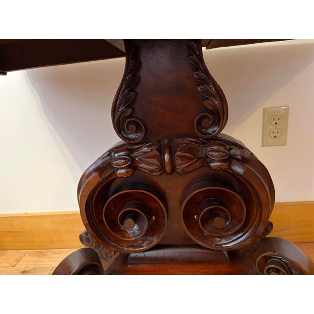 Mid 19th Century Hand Carved Mahogany Empire Dragon Claw Foot Game Table For Sale - Image 12 of 12