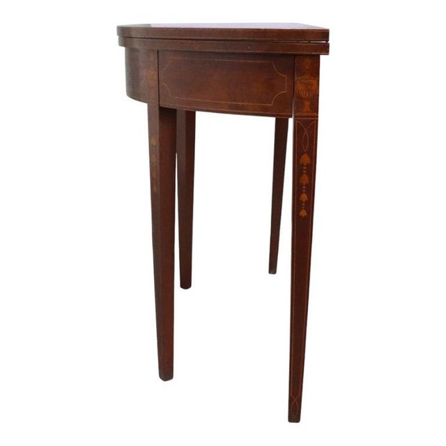 Classical Hepplewhite Mahogany Inlaid Card Table C1900 For Sale - Image 11 of 15