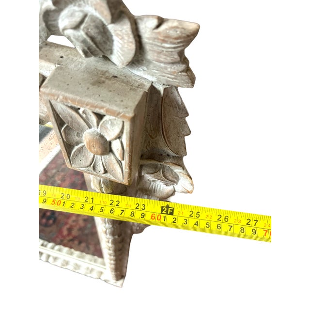 Hand-Carved Cerused Pickeled Wood Eagle Crest Mirror by Chapman, Made in Spain — Circa 1970s For Sale - Image 11 of 11