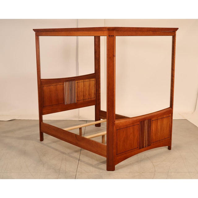 High Quality American Made Stickley 21st Century Collection Queen Size Canopy Poster Bed Constructed In Solid Cherry....