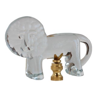 Kosta Boda Bertil Vallien Glass Lion Lamp Finial For Sale