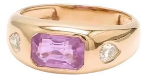 Natural 0.48 cts pink sapphire & 0.10 cts diamond ring in 14k gold