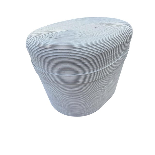 1970s Vintage White Split Reed Side Table For Sale - Image 5 of 6